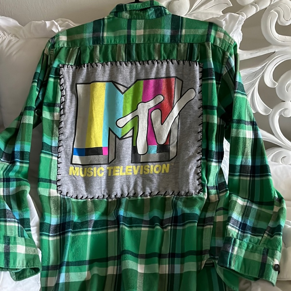 Vintage flannel shirt hand stitched vintage MTV